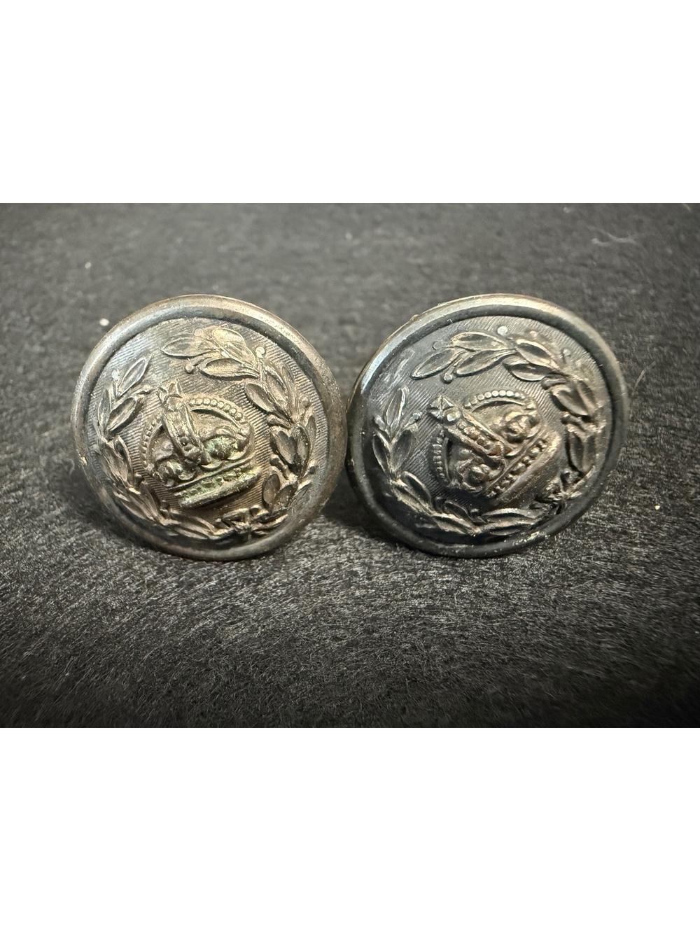 Vintage Crown Laurel Wreath Cufflinks Silver Gold Tone Military Royal Style